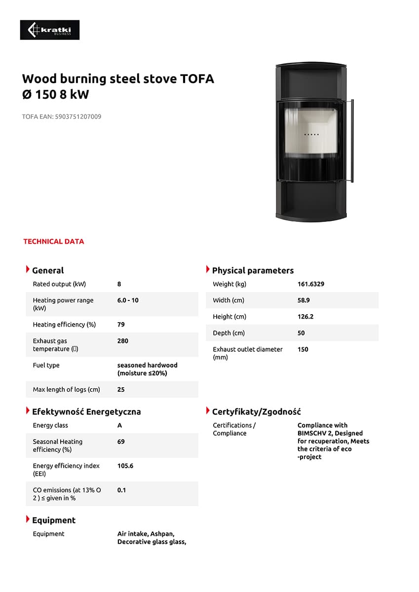 KRATKI TOFA ECODESIGN 8KW (50-70M2) ΕΝΕΡΓΕΙΑΚΗ ΣΟΜΠΑ ΞΥΛΟΥ ΑΠΟ ΧΑΛΥΒΑ ΜΕ ΛΕΥΚΑ ΚΕΡΑΜΙΚΑ TERMOTEC - 3