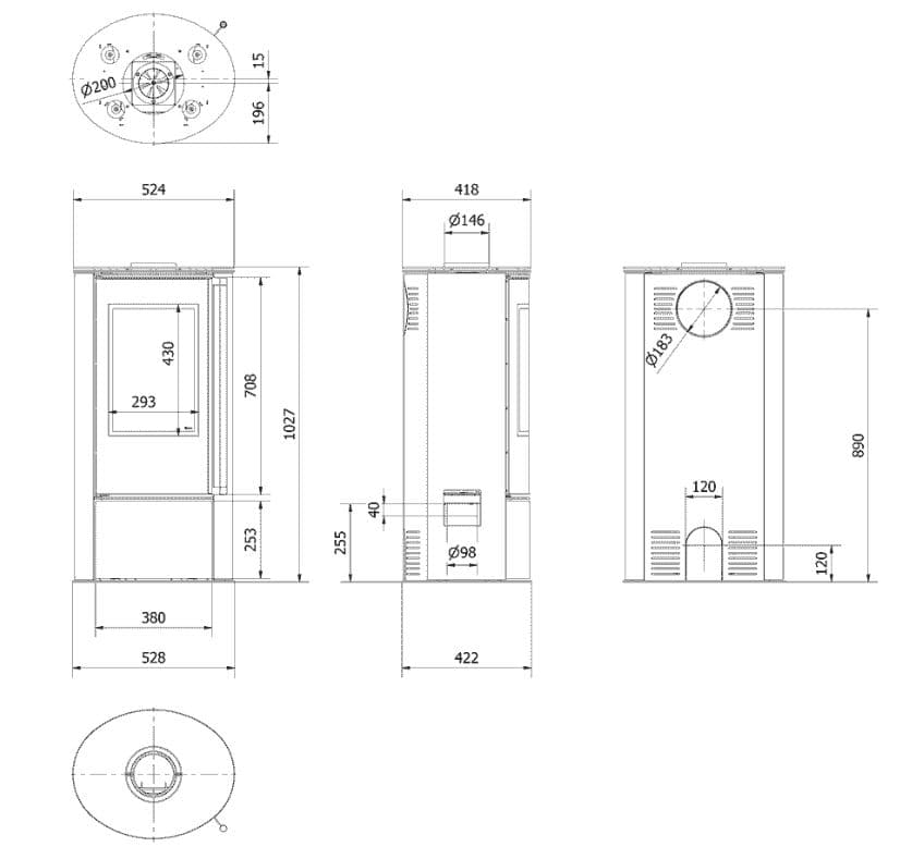 KRATKI ERIK/WS (WHITE SATIN) 5,5KW (40-60M2) ΕΝΕΡΓΕΙΑΚΗ ΣΟΜΠΑ ΞΥΛΟΥ ΑΠΟ ΧΑΛΥΒΑ ΜΕ ΛΕΥΚΑ ΚΕΡΑΜΙΚΑ TERMOTEC - 3