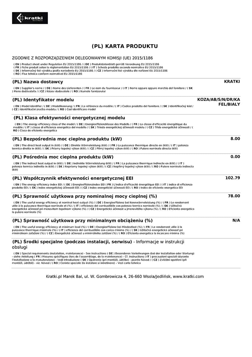 KRATKI KOZA/AB/S/N/DR/KAFEL/BIALY 8KW / 50-70m2 ΕΝΕΡΓΕΙΑΚΗ ΣΟΜΠΑ ΞΥΛΟΥ ΜΕ ΛΕΥΚΑ ΚΕΡΑΜΙΚΑ TERMOTEC - 4