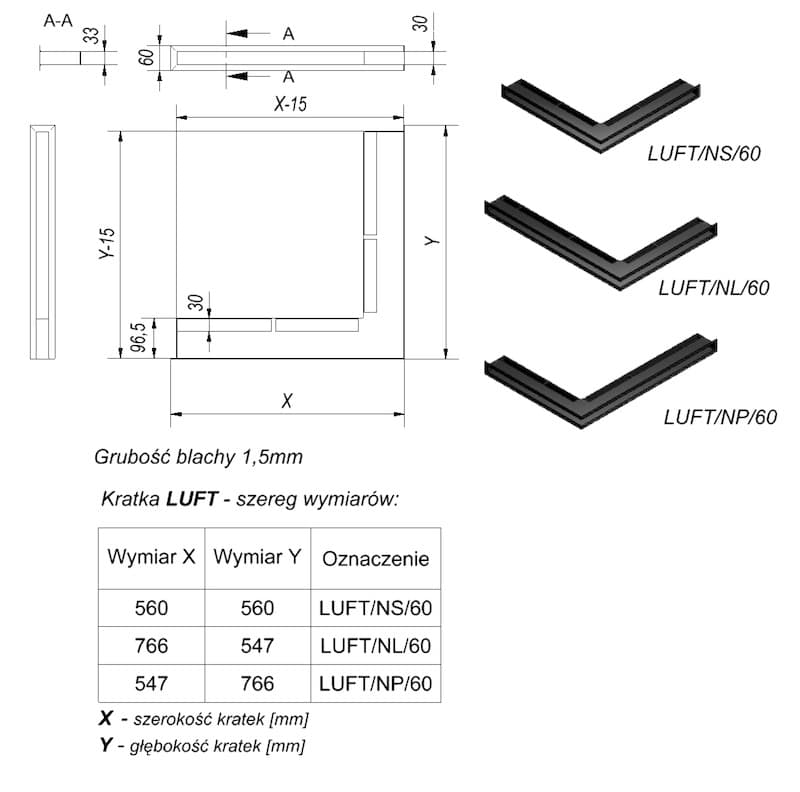 KRATKI ΠΕΡΣΙΔΑ LUFT/NP/60/45S/C 54,7Χ76,6X6CM ΓΡΑΦΙΤΗΣ ΔΕΞΙΑ ΓΩΝΙΑ - 3