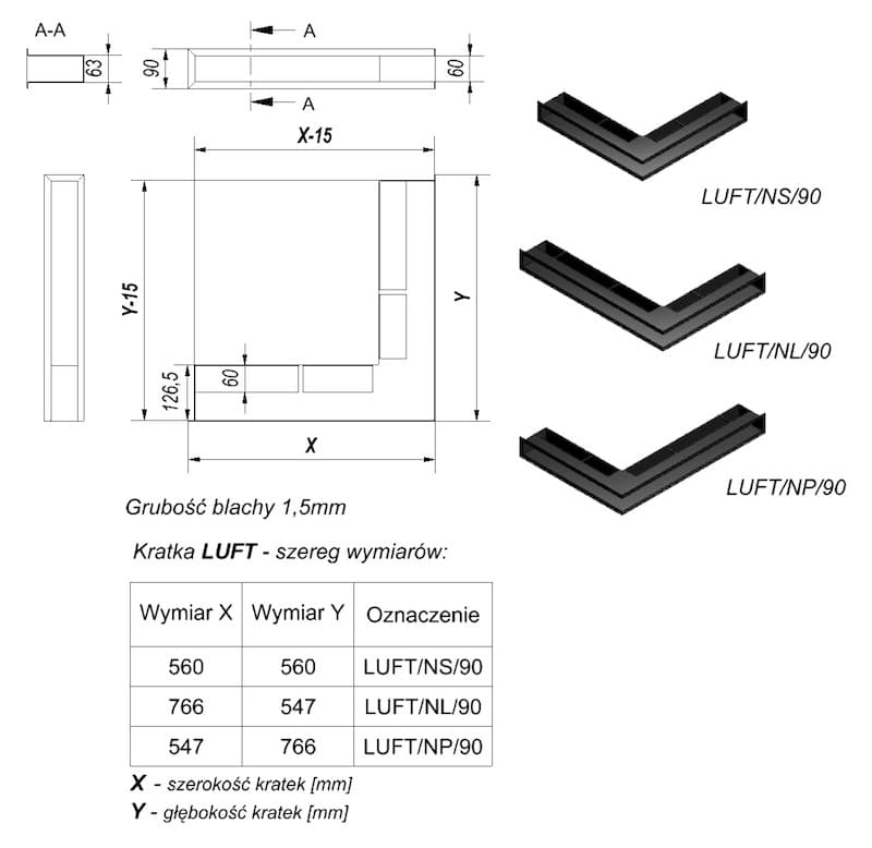 KRATKI ΠΕΡΣΙΔΑ LUFT/NL/90/45S/C 76,6X54,7X9CM ΜΑΥΡΗ ΑΡΙΣΤΕΡΗ ΓΩΝΙΑ - 3