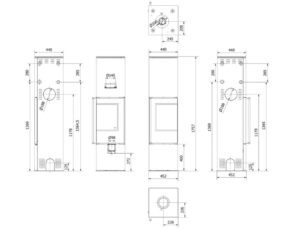 KRATKI REN/L/P/BLACK 7,3KW ECODESIGN (75 - 100M2) ΕΝΕΡΓΕΙΑΚΗ ΣΟΜΠΑ ΑΠΟ ΧΑΛΥΒΑ ΜΕ ΜΑΥΡΑ ΚΕΡΑΜΙΚΑ TERMOTEC - 2