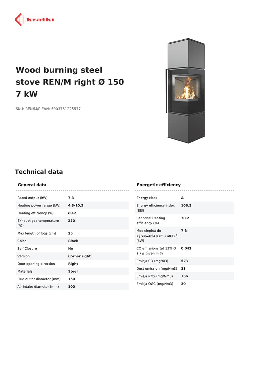 KRATKI REN/M/P 7,3KW ECODESIGN (75 - 100M2) ΕΝΕΡΓΕΙΑΚΗ ΣΟΜΠΑ ΑΠΟ ΧΑΛΥΒΑ ΜΕ ΛΕΥΚΑ ΚΕΡΑΜΙΚΑ TERMOTEC - 8