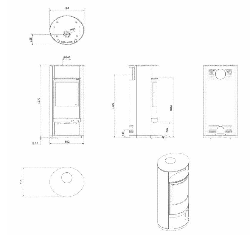 KRATKI RUNA/BLACK ECODESIGN 8KW (50-70M2) ΕΝΕΡΓΕΙΑΚΗ ΣΟΜΠΑ ΞΥΛΟΥ ΑΠΟ ΧΑΛΥΒΑ ΜΕ ΜΑΥΡΑ ΚΕΡΑΜΙΚΑ TERMOTEC - 2