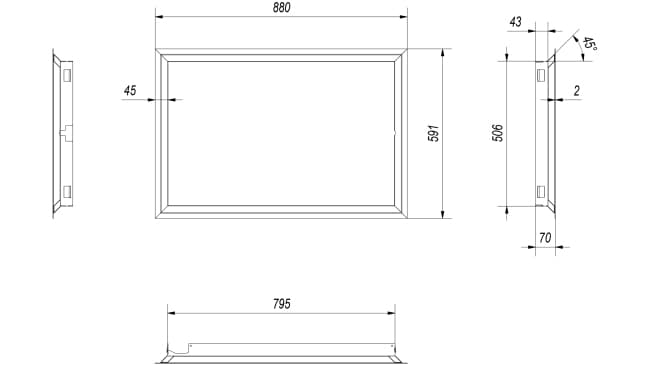 KRATKI BLENDA/LUCY/14 V2 ΧΑΛΥΒΔΙΝΗ ΚΟΡΝΙΖΑ ΤΖΑΚΙΟΥ LUCY/14 - LUCY/14/T - LUCY/14/SLIM - LUCY/PW/16/W (79,5X50,6CM ΕΣΩΤΕΡΙΚΑ - 88X59,1CM ΕΞΩΤΕΡΙΚΑ) - 2