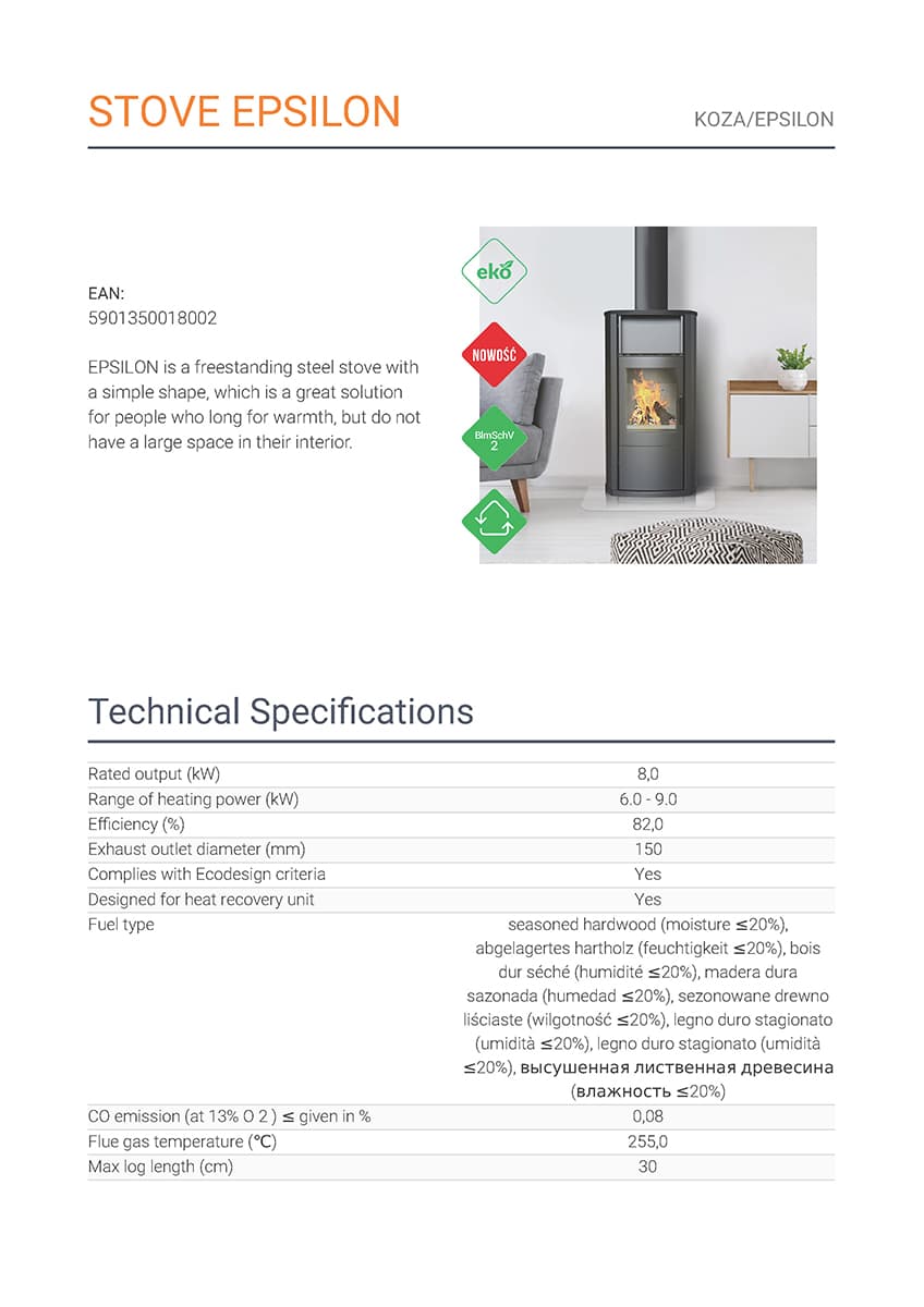 KRATKI KOZA/EPSILON (A+) ECODESIGN 8KW (70-90M2) ΕΝΕΡΓΕΙΑΚΗ ΣΟΜΠΑ ΞΥΛΟΥ ΑΠΟ ΧΑΛΥΒΑ ΜΕ ΕΠΕΝΔΥΣΗ TERMOTEC - 5