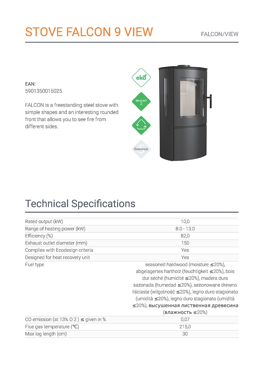 KRATKI FALCON/VIEW ECODESIGN (A+) 9KW (80-120M2) ΕΝΕΡΓΕΙΑΚΗ ΣΟΜΠΑ ΤΡΙΩΝ ΟΨΕΩΝ ΑΠΟ ΧΑΛΥΒΑ ΜΕ ΛΕΥΚΑ ΚΕΡΑΜΙΚΑ TERMOTEC - 6