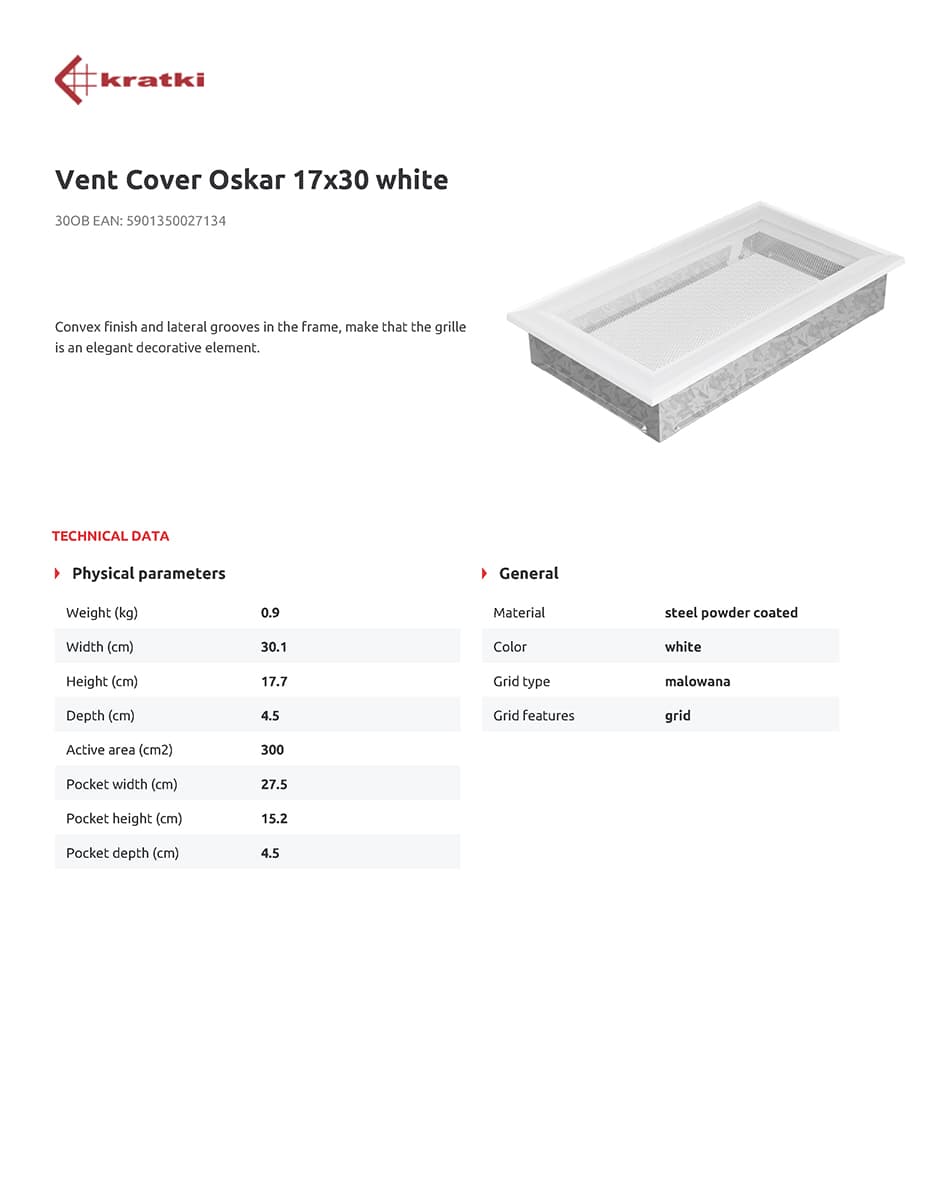 KRATKI ΠΕΡΣΙΔΑ 30OB 17X30CM ΛΕΥΚΗ - 2