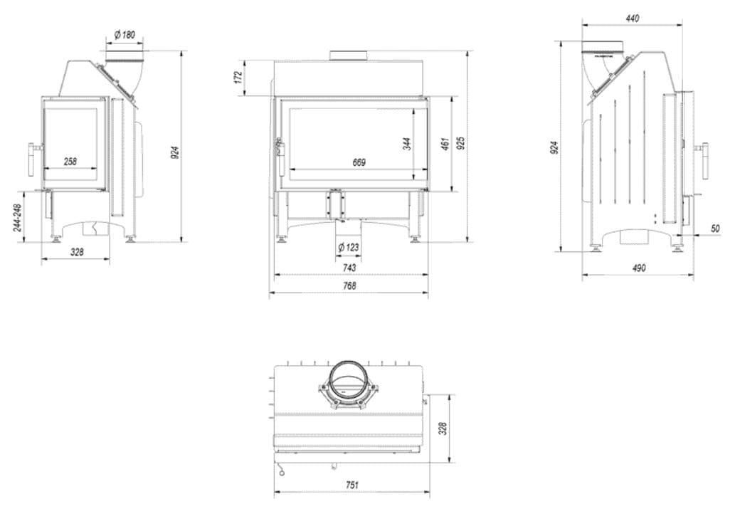 KRATKI ZIBI/P/BS/BLACK ΔΕΞΙΑ ΓΩΝΙΑ ΑΝΟΙΓΟΜΕΝΟ 11KW (100-150M2) ΕΝΕΡΓΕΙΑΚΟ ΤΖΑΚΙ ΑΕΡΟΘΕΡΜΟ ΑΠΟ ΧΑΛΥΒΑ ΜΕ ΜΑΥΡΑ ΚΕΡΑΜΙΚΑ TERMOTEC - 2